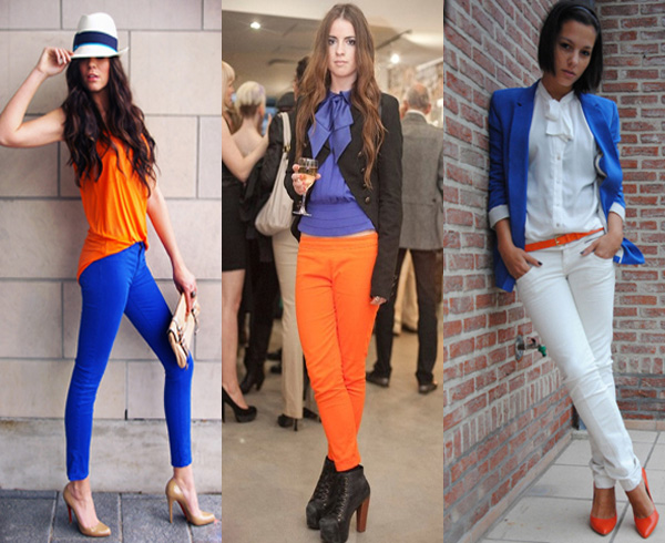 as cores looks-color-block-azul-e-laranja-verao-2012