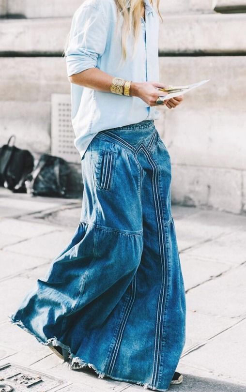 saia longa jeans tendência verão 2020 por Alessandra Faria